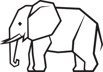 Minimalist Geometric Line Drawing of Elephant in Origami Style