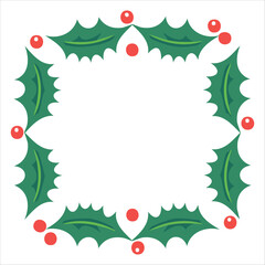 Decorative Christmas holly frame illustration perfect for greeting cards and winter celebration