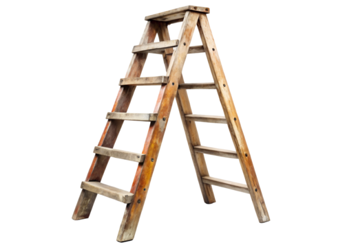 old rusty wooden ladder png image on transparent background - Powered by Adobe