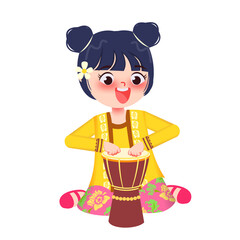 Illustration of Characters in Traditional Clothing