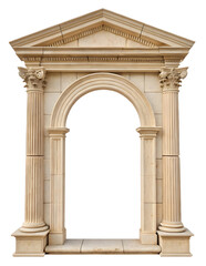 Fototapeta premium Classic antique gate with pillars isolated white or transparent backgroun