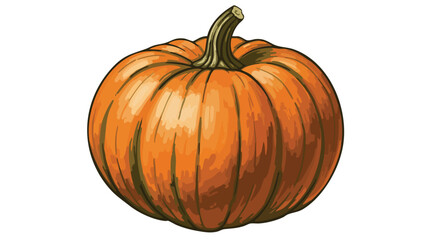 Vibrant orange pumpkin with textured surface and green stem, perfect for autumn harvest and Halloween themes