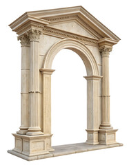 Fototapeta premium Classic antique gate with pillars isolated white or transparent backgroun