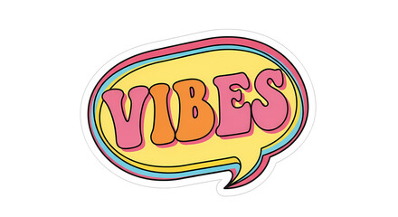 Colorful 'Vibes' Retro Groovy Sticker