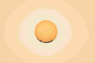 Pale orange sun, centered, surrounded by soft, concentric pastel circles