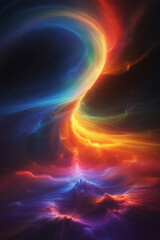 Obraz premium Vibrant abstract swirl of cosmic nebula energy with fiery and cool tones
