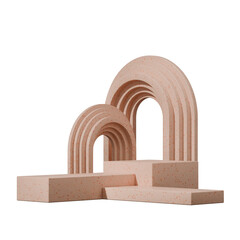 Fototapeta premium double archs image, of a rendering 3d blank space wood texture block shape 