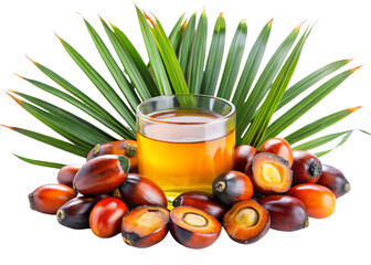 palm oil with fresh palm nuts png image on transparent background