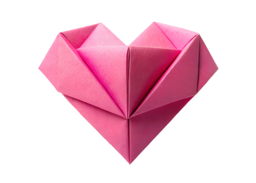 paper origami pink heart png image on transparent background
