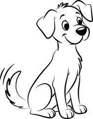 illustrator of cute dog is sitting vector outline