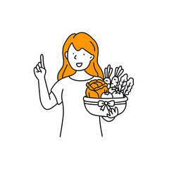 Illustration woman is explaining about diet