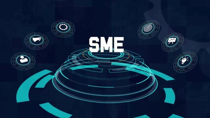 Small medium enterprise SME animation, futuristic hud corporate video, business technology design, abstract digital background - Powered by Adobe