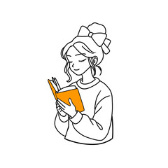 illustration of a woman reading a book
