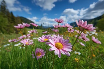 Fototapeta premium A field full of blooming chrysanthemums