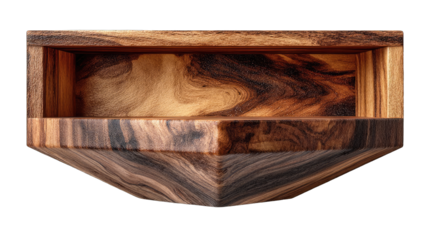 Wooden box with geometric base