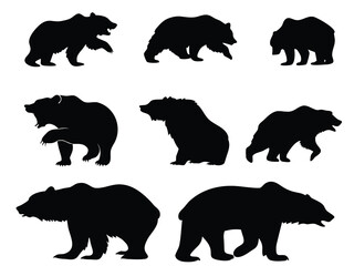 Vector bear silhouette, symbol stock market downturn on transparent background

