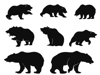 Vector bear silhouette, symbol stock market downturn on transparent background

