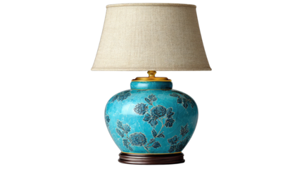 Turquoise lamp with cream shade