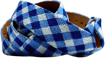 Folded blue & white checked belt