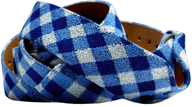 Folded blue & white checked belt