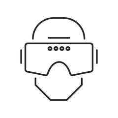 Modern vector icon of augmented and virtual reality headset goggles. Editable stroke design representing technology, innovation, gaming, cyberspace, wearable eyewear, entertainment, futuristic.