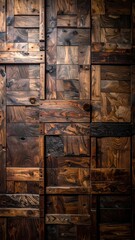 Rustic Wood Panel Wall with Varied Tones and Textures 1.