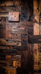 Rustic Wood Panel Wall with Varied Tones and Textures 3.
