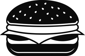 Stylish Vector Illustration of a Hamburger Black and White