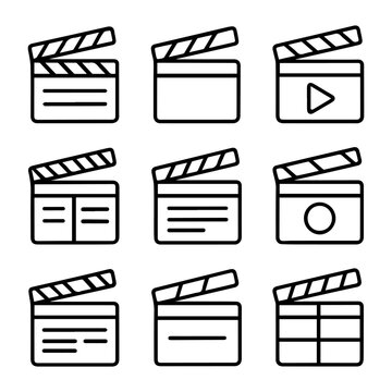 Diverse Clapperboard Icons with Unique Symbols for Film Production and Media.