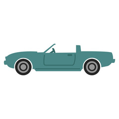 flat design illustration of a retro blue car