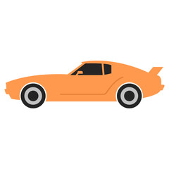 flat design illustration of a retro orange car