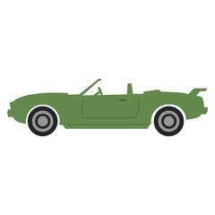 flat design illustration of a retro green car