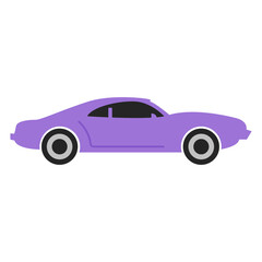 flat design illustration of a retro purple car