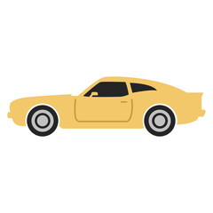 flat design illustration of a retro yellow car