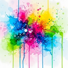 Fototapeta premium Vibrant watercolor eruption with spectrum hues artistic expressions