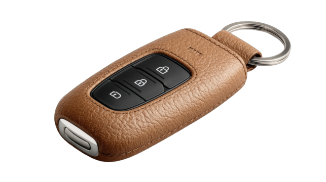 Tan leather car key fob