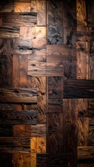 Rustic Wood Wall Panel with Intricate Grain Patterns and Warm Tones.