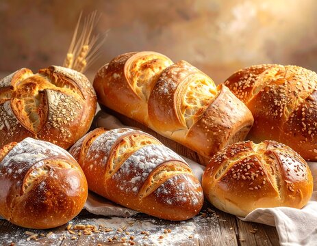 Variety of artisanal breads - Powered by Adobe