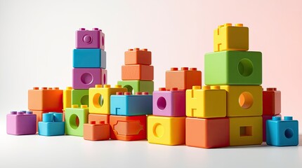 happy birthday text with colorful blocks