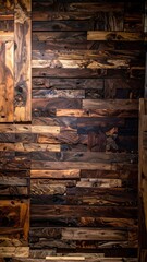 Rustic Wood Wall Panel with Varied Textures and Tones 1.