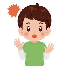 驚く男の子の上半身イラスト／An illustration of a surprised boy's upper body