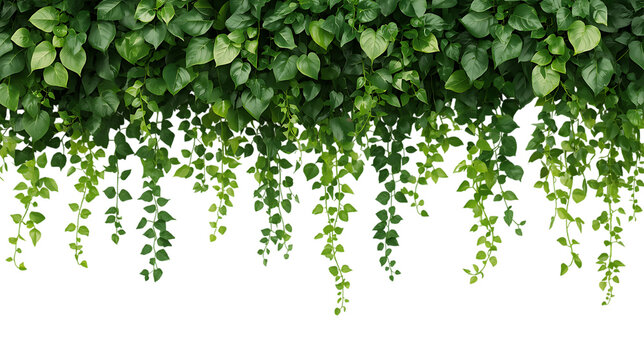 Lush tropical green vines and ivy foliage draping downward in a dense natural pattern - Powered by Adobe