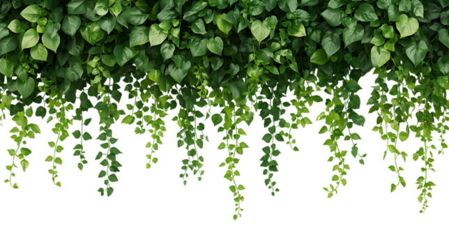 Lush tropical green vines and ivy foliage draping downward in a dense natural pattern