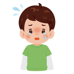 泣く男の子の上半身イラスト／An illustration of a crying boy's upper body