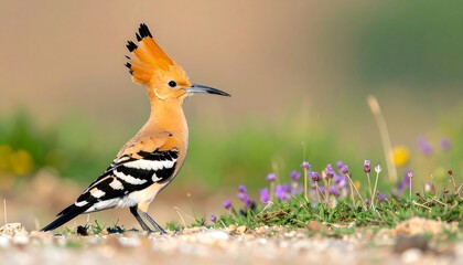 Bird on ground, colorful plumage