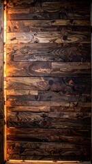 Rustic Wooden Door with Warm Light Emanating from the Edges.