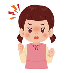 怒る女の子の上半身イラスト／An illustration of an angry girl's upper body