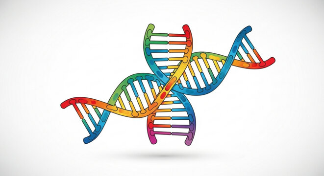 Colorful dna double helix structure genetic molecule biology science healthcare medical genome gene research illustration
