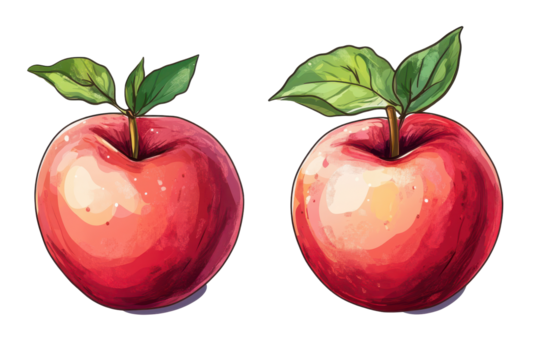 Collection of fresh apples isolated on transparent background. Set of delicious red apples isolated on white background.