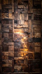 Rustic Wooden Wall Art A Textured Mosaic of Warm Tones.
